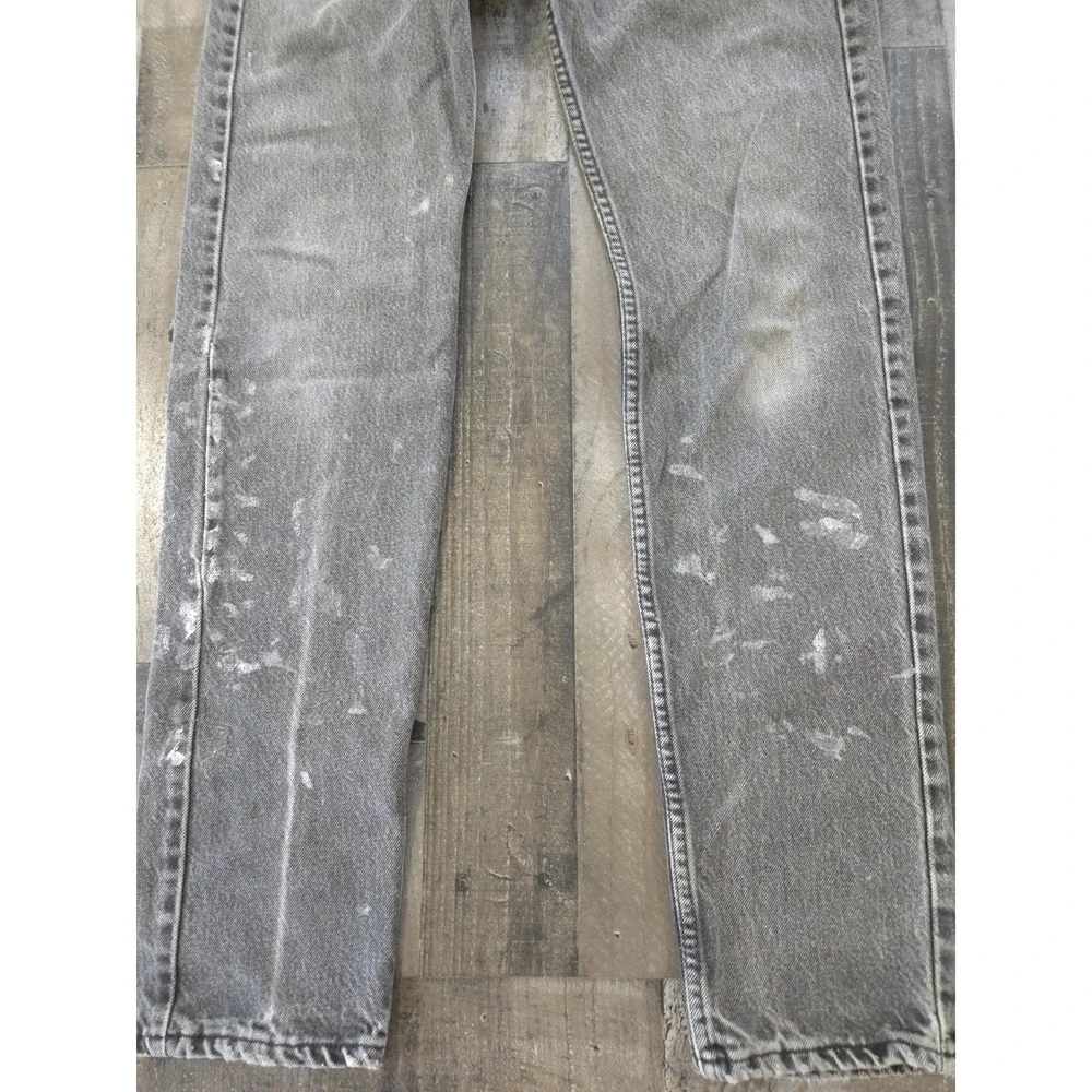 VTG 90s Levis SilverTab Straight & Narrow Jeans Grey Distressed Paint Splatter